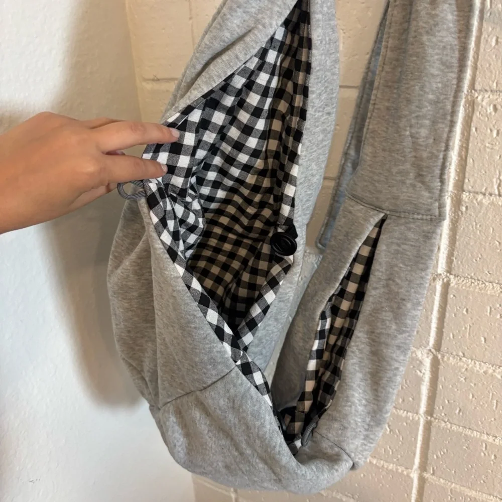 Cuby small pet sling in grey and gingham